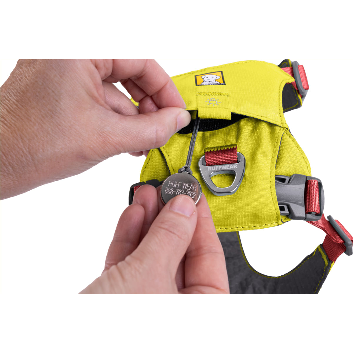 RUFFWEAR Hi &amp; Light, ham prindere dublă(piept&amp;spate) câini, ajustabil, reflectorizant RUFFWEAR Hi &amp; Light Lichen Green, ham prindere dublă(piept&amp;spate) câini, ajustabil, reflectorizant, verde, M(69-81cm)
